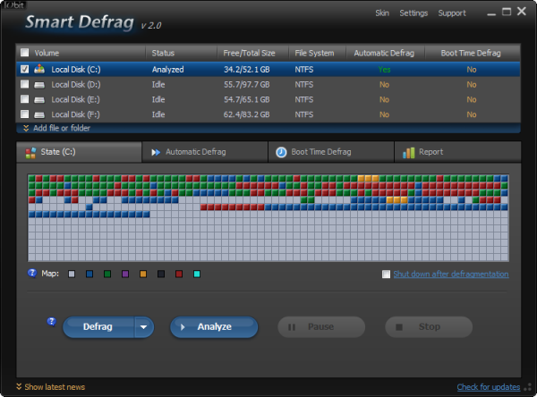 Defragment software Smart Defrag 2