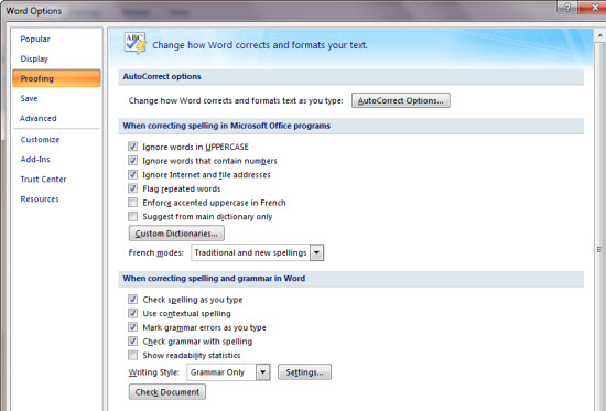 How to Customize AutoCorrect Options in MS WORD 2007/2010