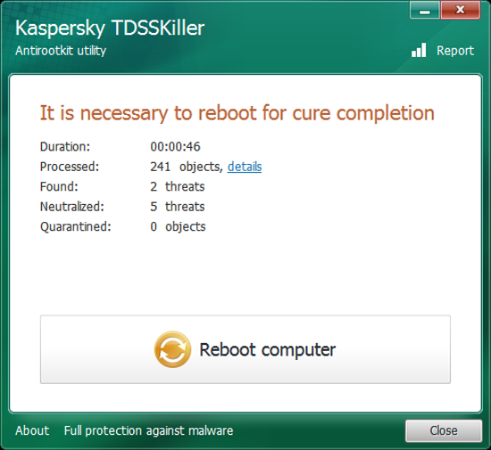 Remove Rootkit.Win32.TDSS Malwares Using Kaspersky TDSSKiller