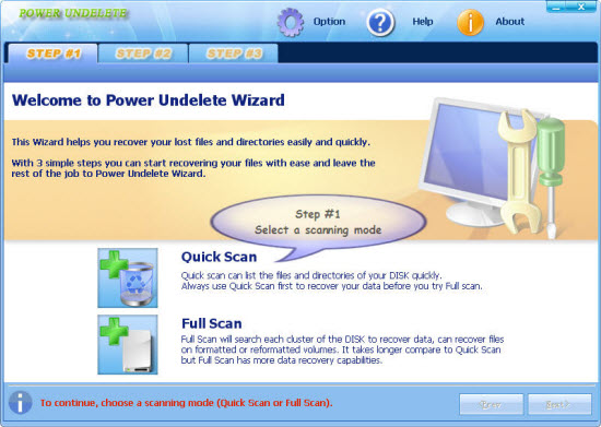 Recover Deleted Files using Power Undelete Wizard