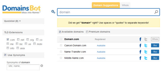 Domain Suggestions