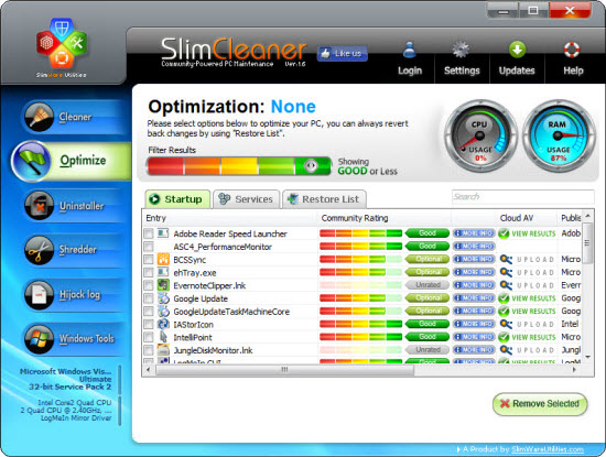 Clean your PC with SlimCleaner